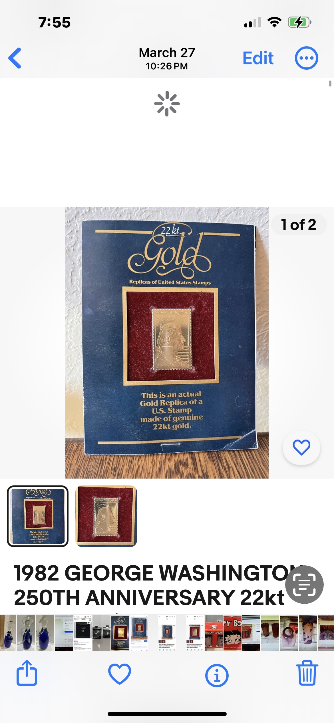 22K Gold 1982 Anniversary Replica Stamp image indicator(3)