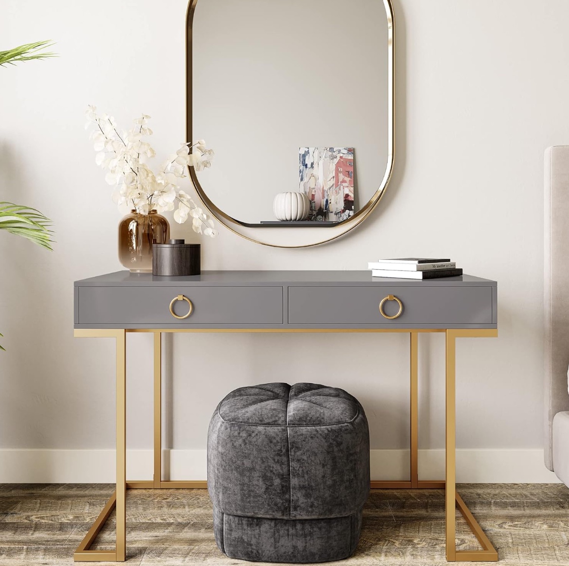 Gray Desk with Gold Legs - Move out sale! - photo 2