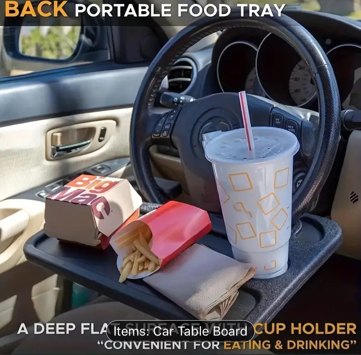 Versatile Car Steering Wheel Desk Tray - photo 2