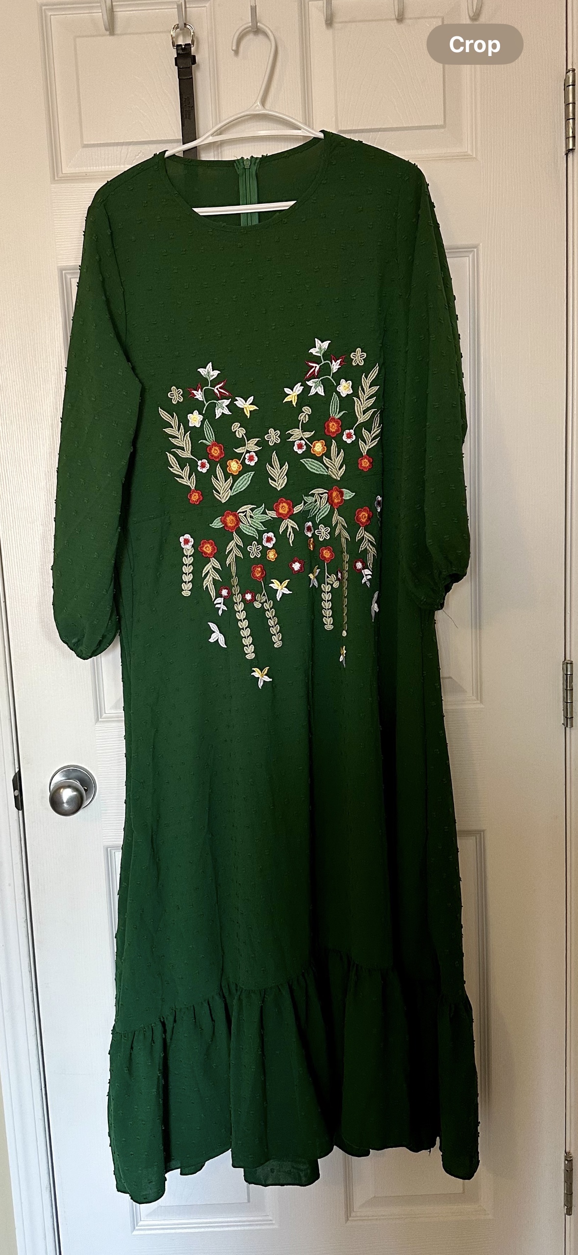Green Floral Embroidered Dress.