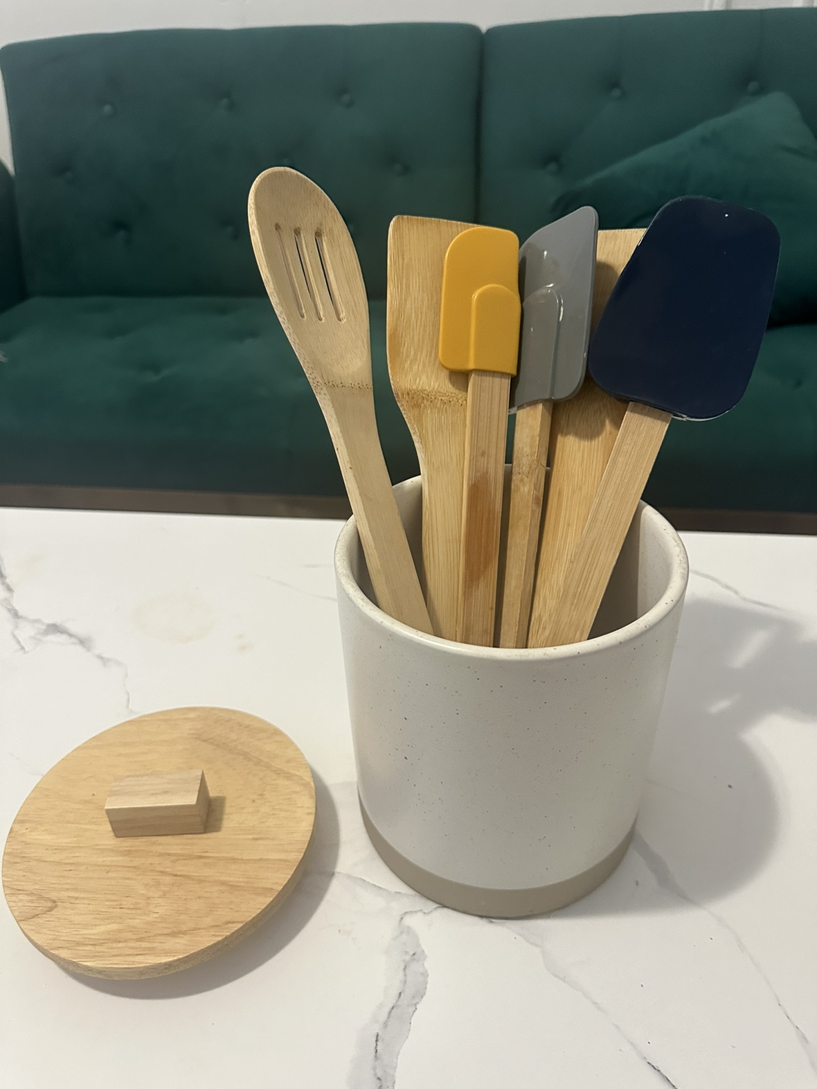 Ceramic Utensil Crock and utensils