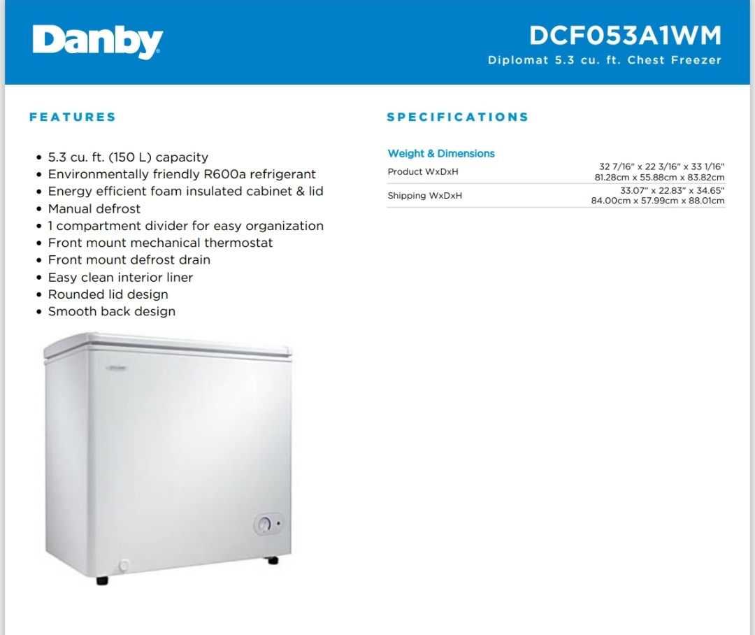DANBY - DIPLOMAT 150L CHEST FREEZER image indicator(5)