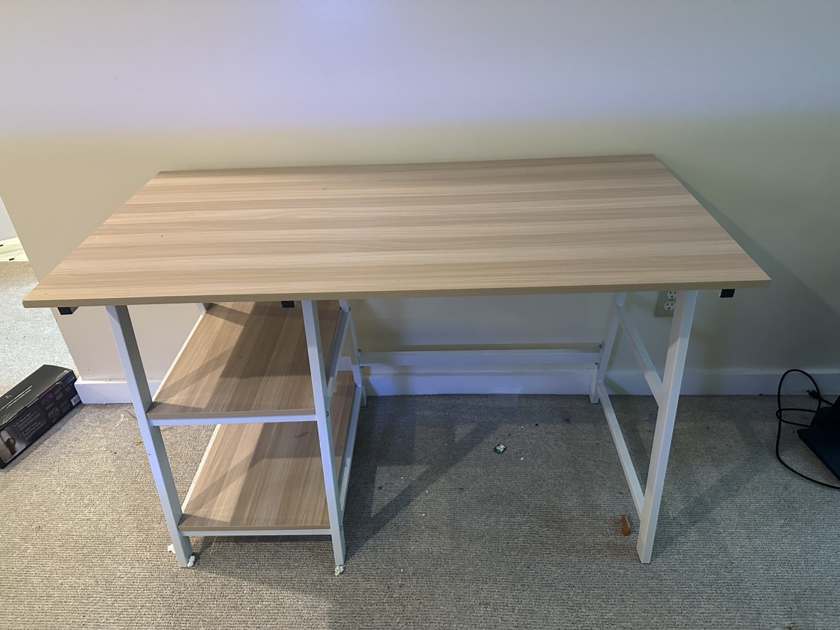 Desk with storage shelves