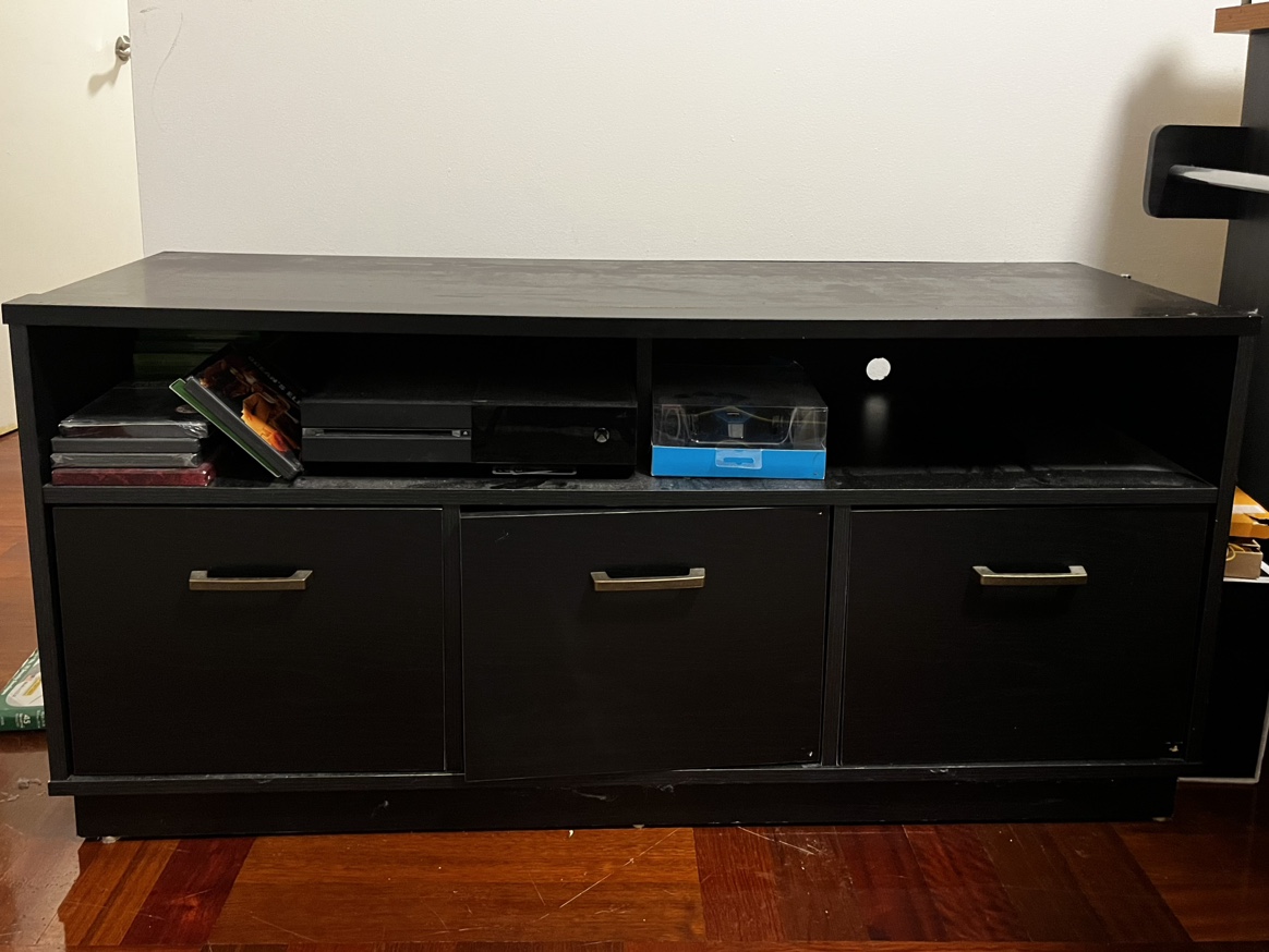 Black TV Stand with Three Drawers
