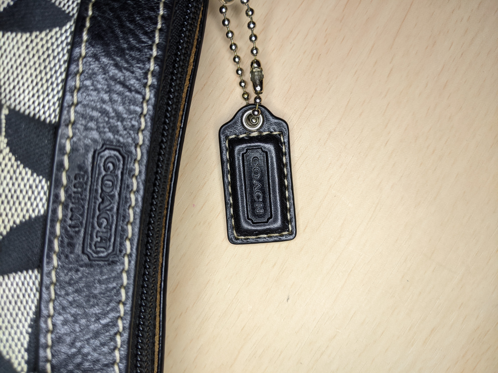 COACH Signature C Corner Zip Pleated Leather Grey Sateen image indicator(9)