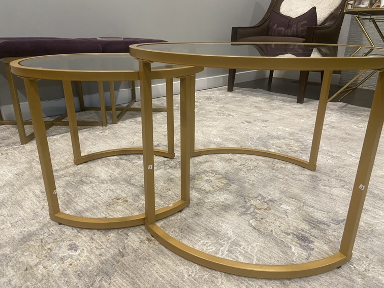 Gold Round Coffee Table Set of 2