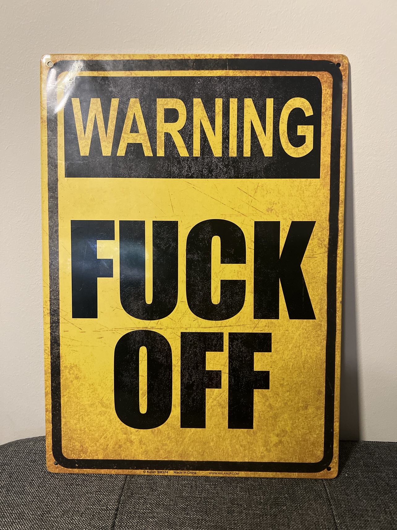 Warning Fuck Off Metal Sign thumbnail