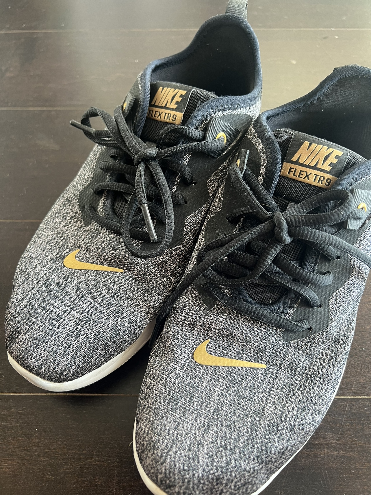 Nike Womens Flex Trainer 9 Black Gray Running Shoes Lace Up image indicator(4)