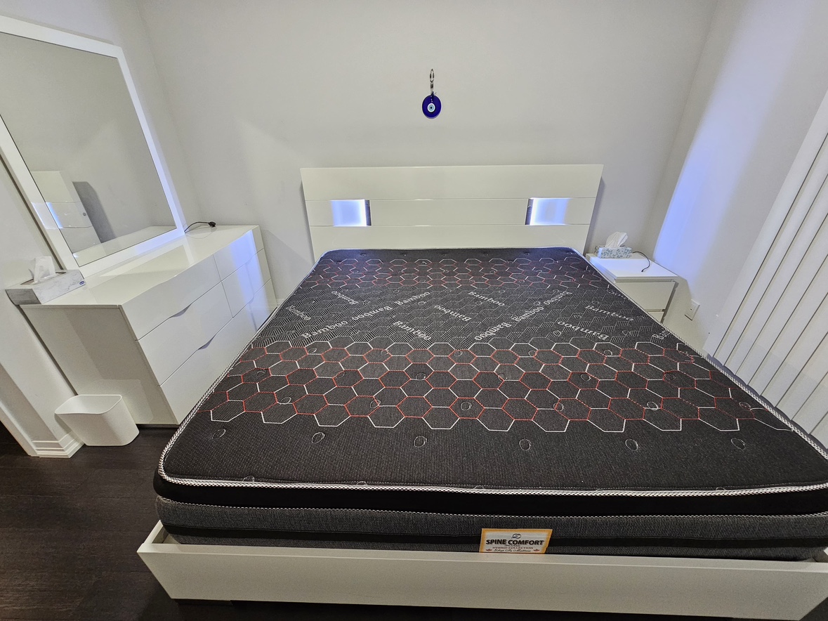 King Sized Bed Frame With Mattress and dresser