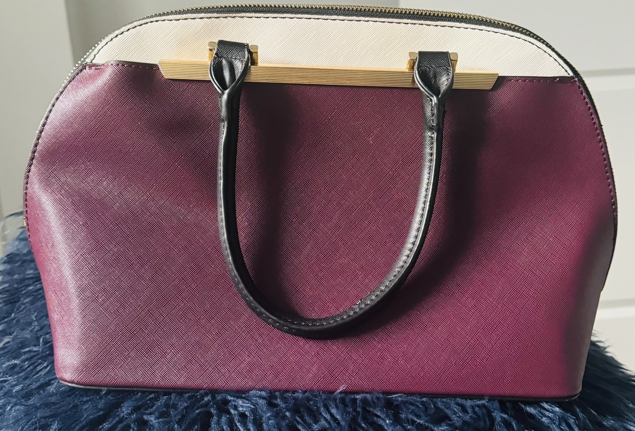 Purple and White Handbag