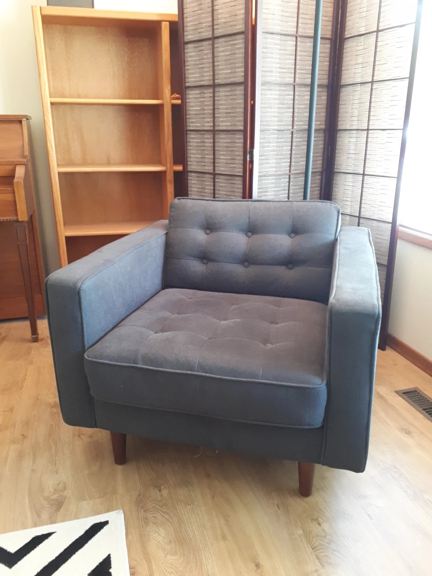 Deep Blue Danish Style Armchair Couch - photo 5