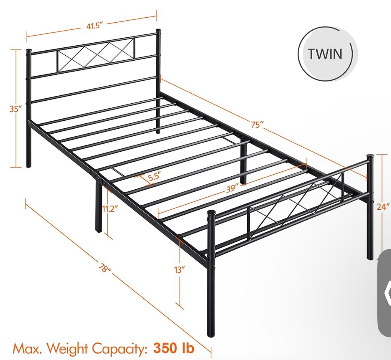 Twin Metal Bed Frame