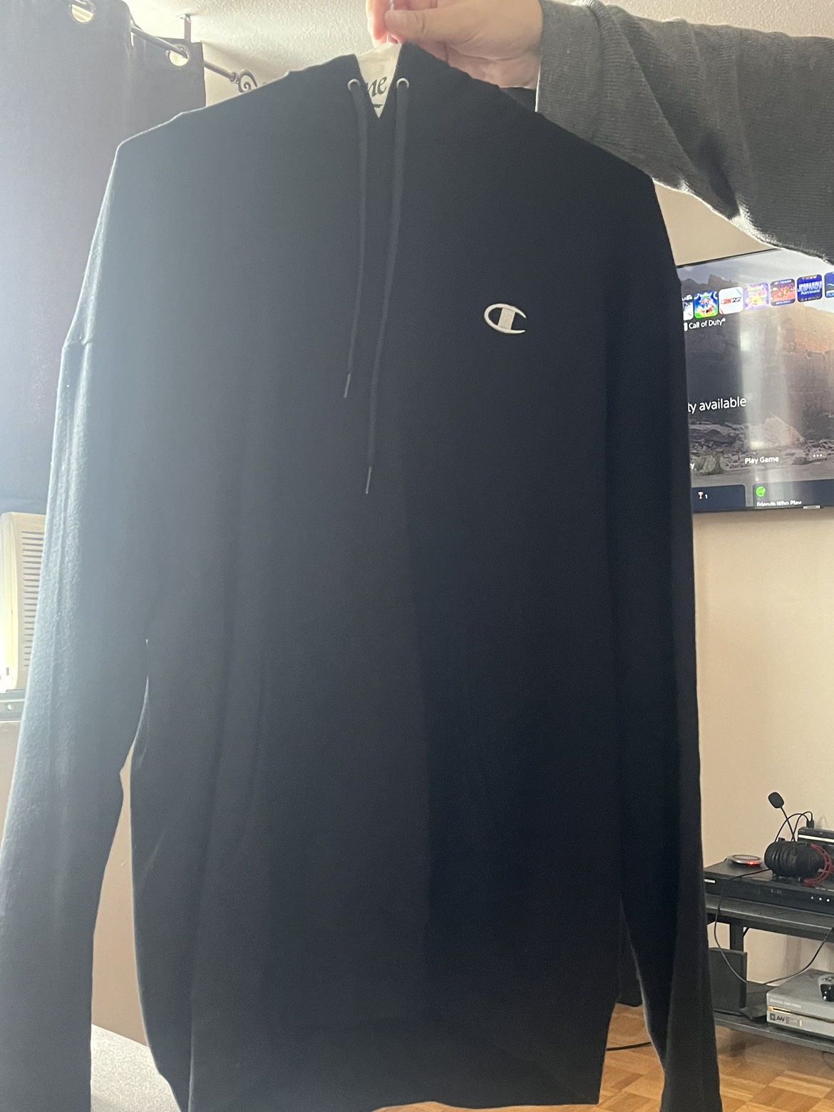 Black champions hoodie thumbnail