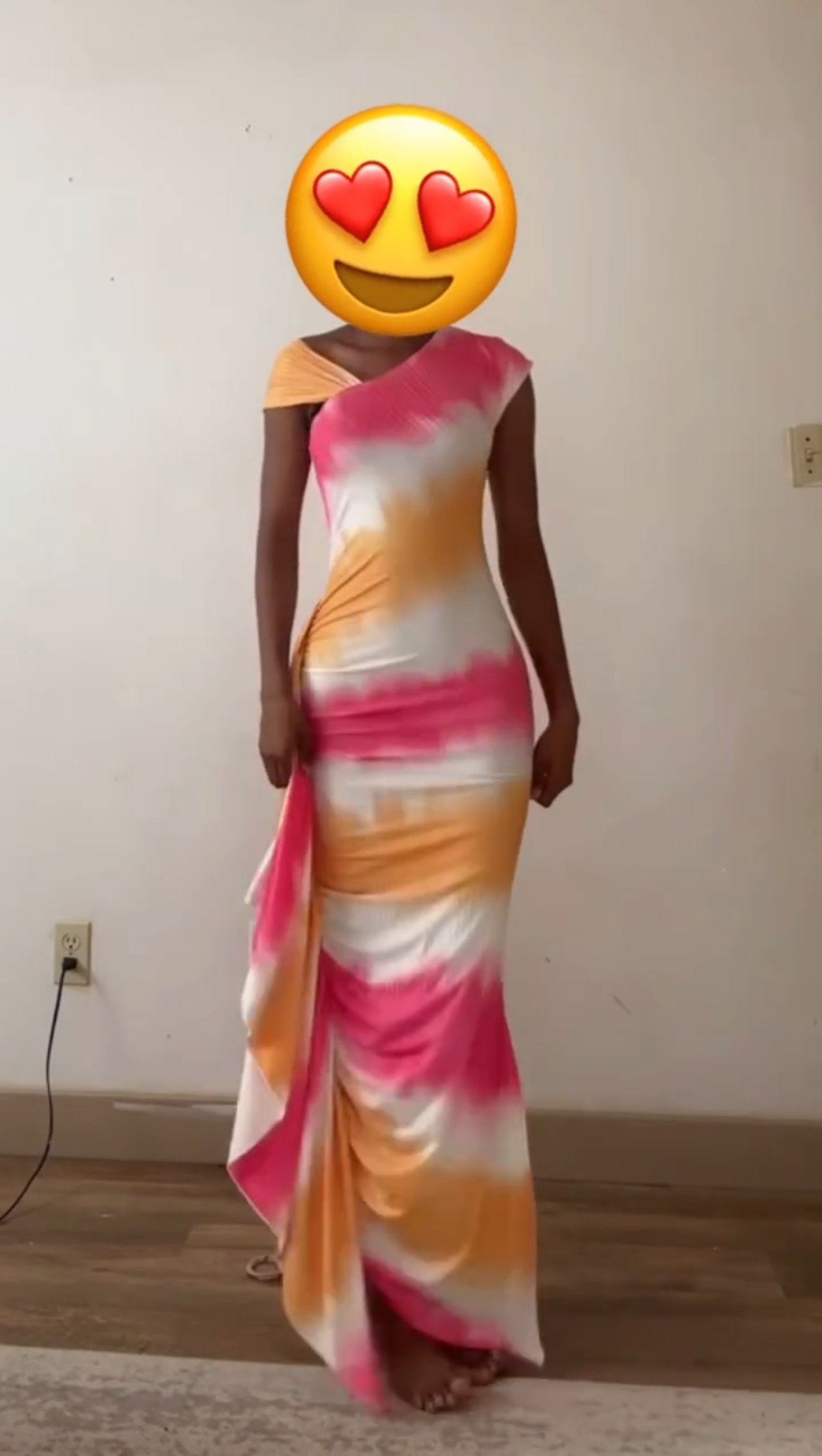 Pink, Orange, and White Tie-Dye Maxi Dress