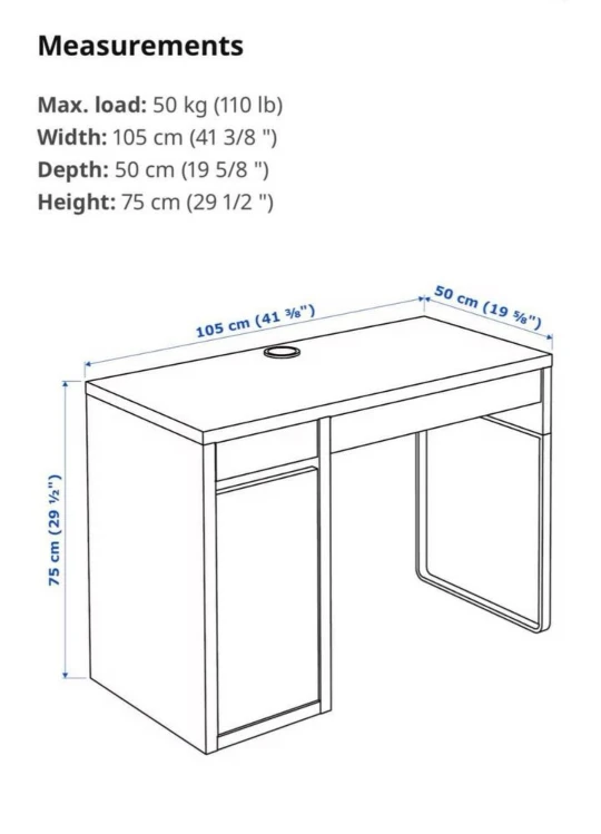 IKEA MICKE White Desk  with chair - photo 3