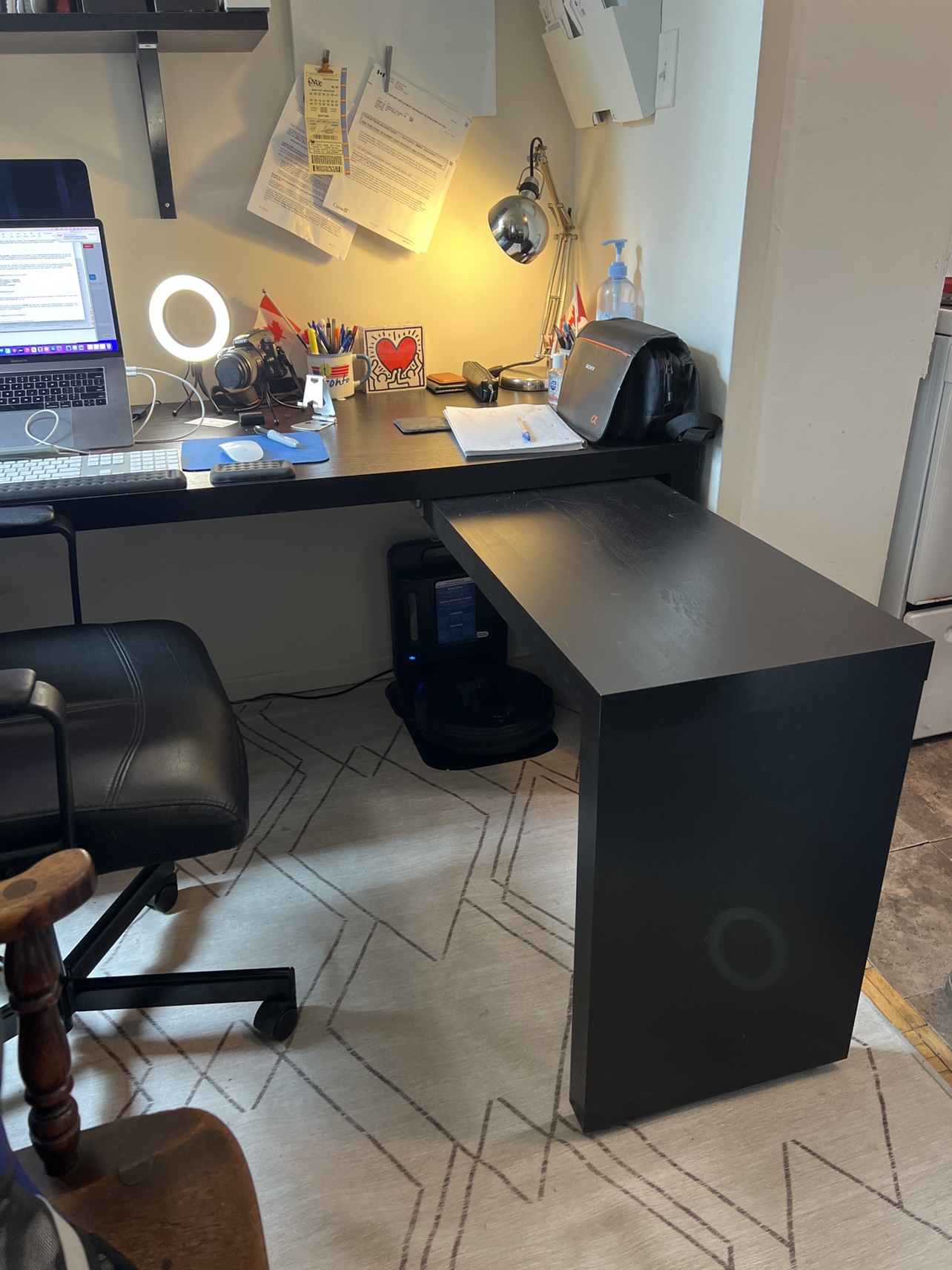 Black L-Shaped Desk with Chair included - photo 3