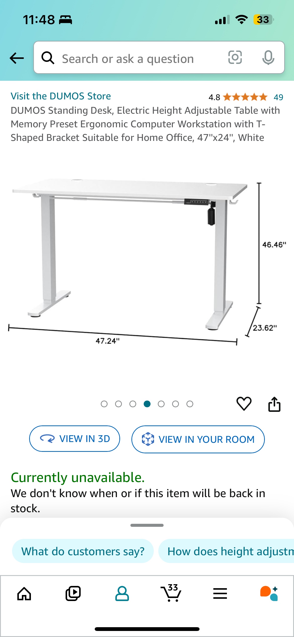 Electric Height Adjustable Standing Desk