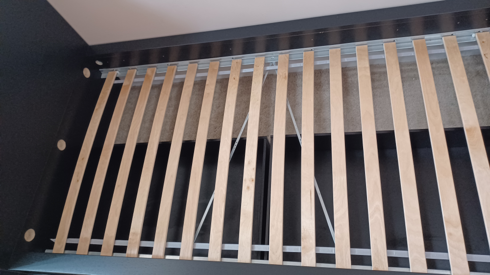 high bed frame with 2  storage boxes twin
