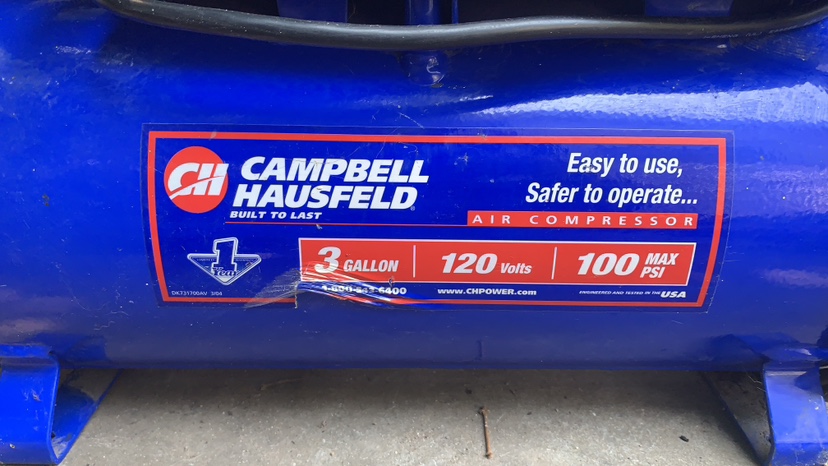 3 gallon 100psi compressor.  Campbell Hausfeld - photo 2