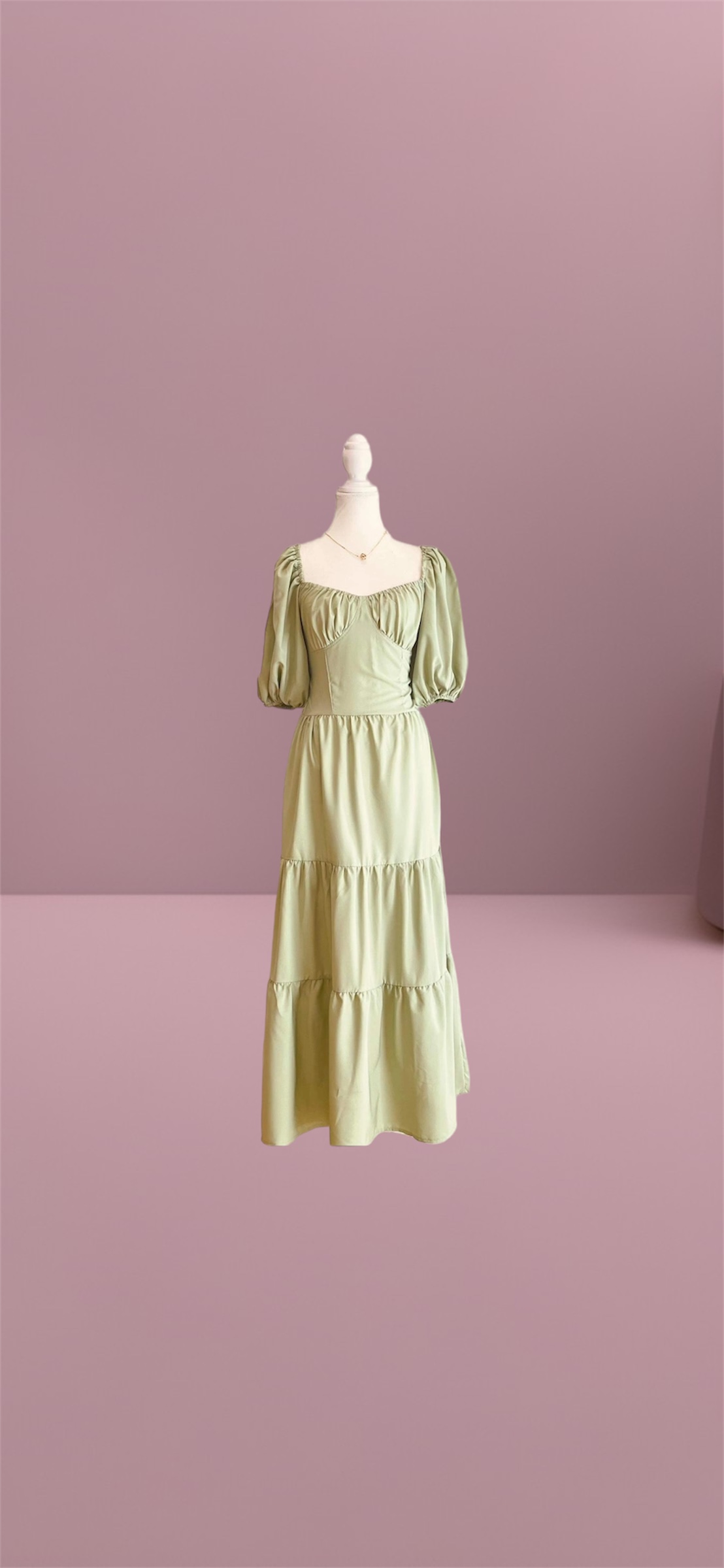 Green Puff Sleeve Dress thumbnail