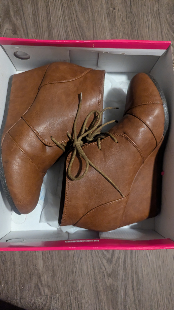 Brown Wedge Booties