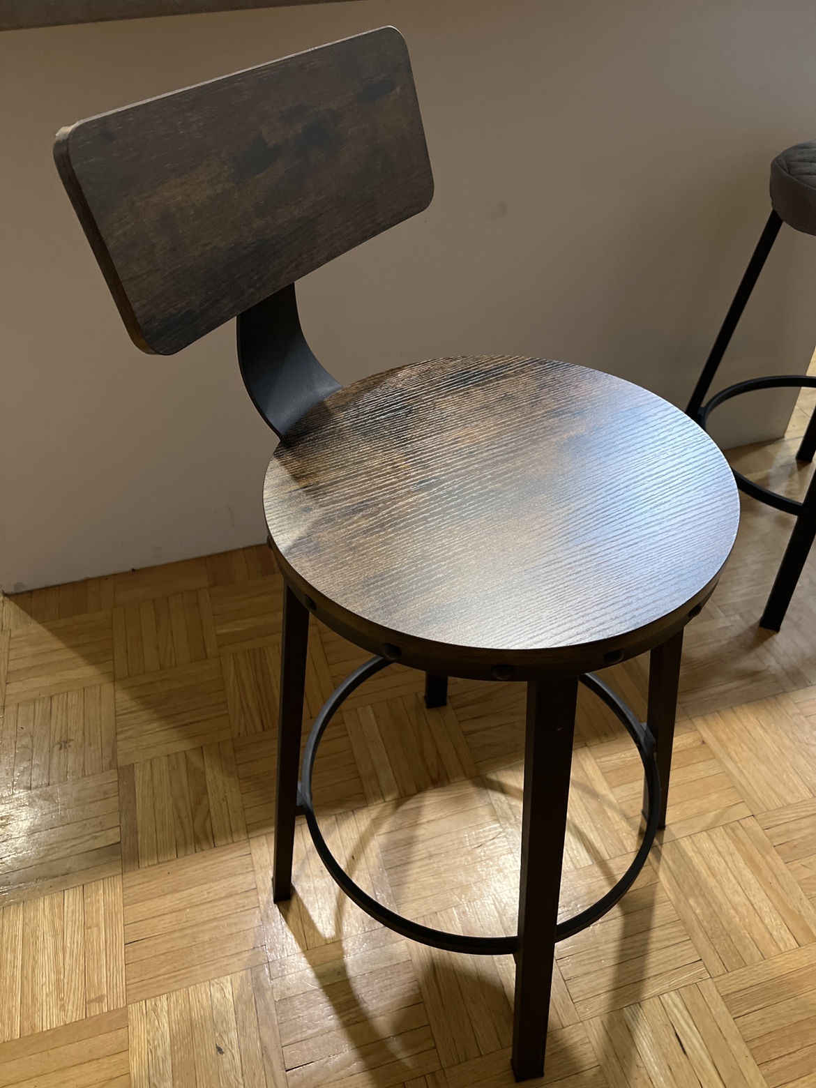 Rustic wooden bar stools (Set of 2)