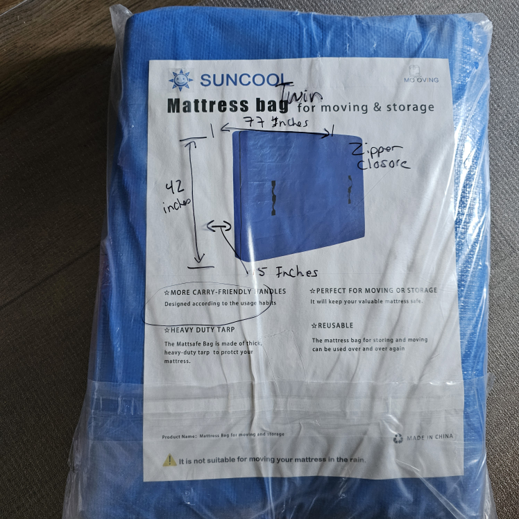 TWIN Mattress Bag(2) for Moving and Storage (Heavy Duty) thumbnail