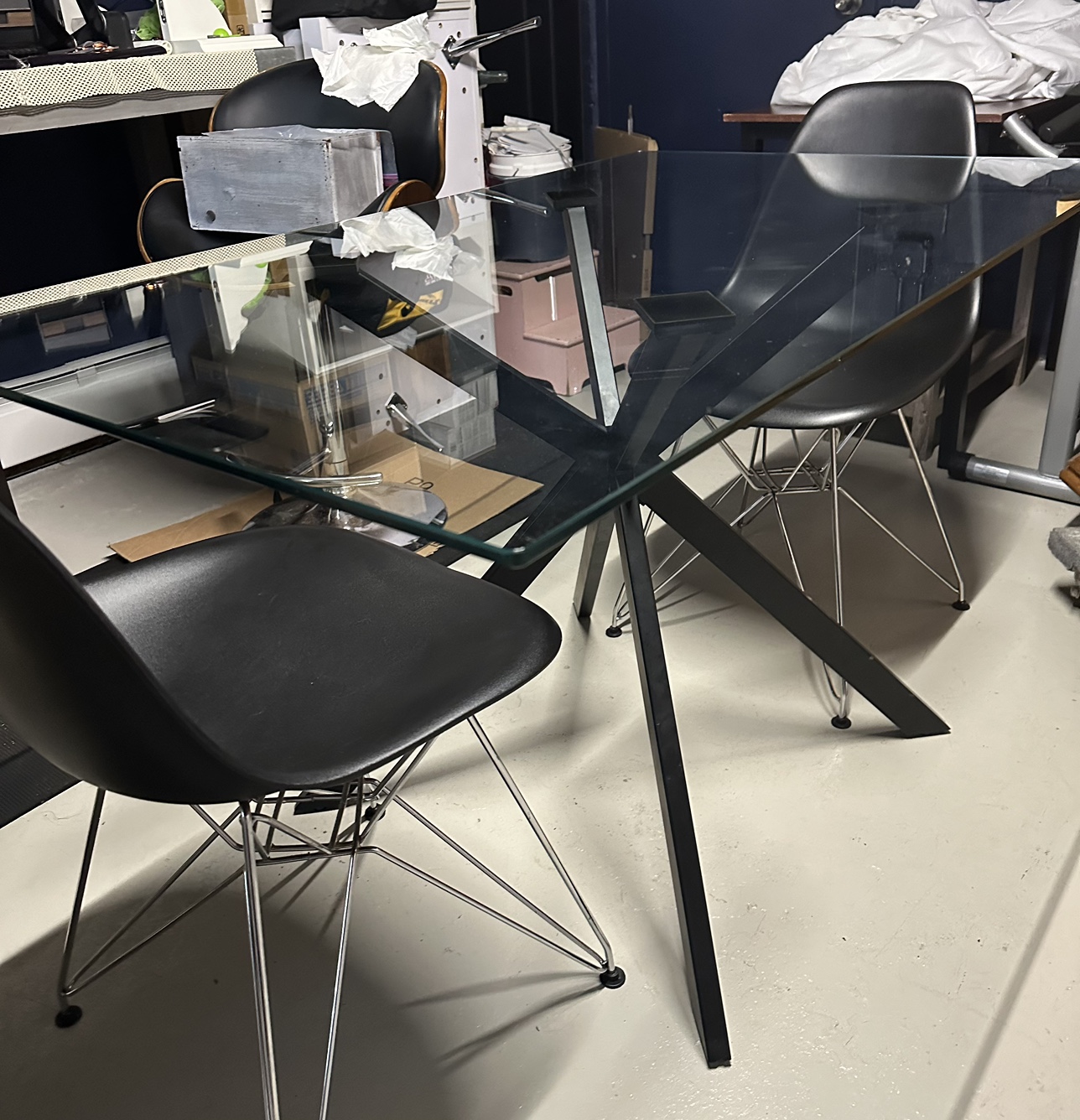 Glass Dining Table and Two Chairs