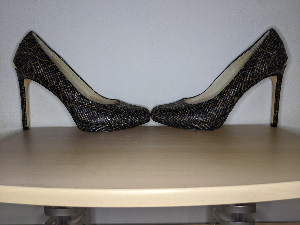 Michael Kors Metallic Snakeskin Peep Toe Platform Heels Pumps 8 image indicator(7)