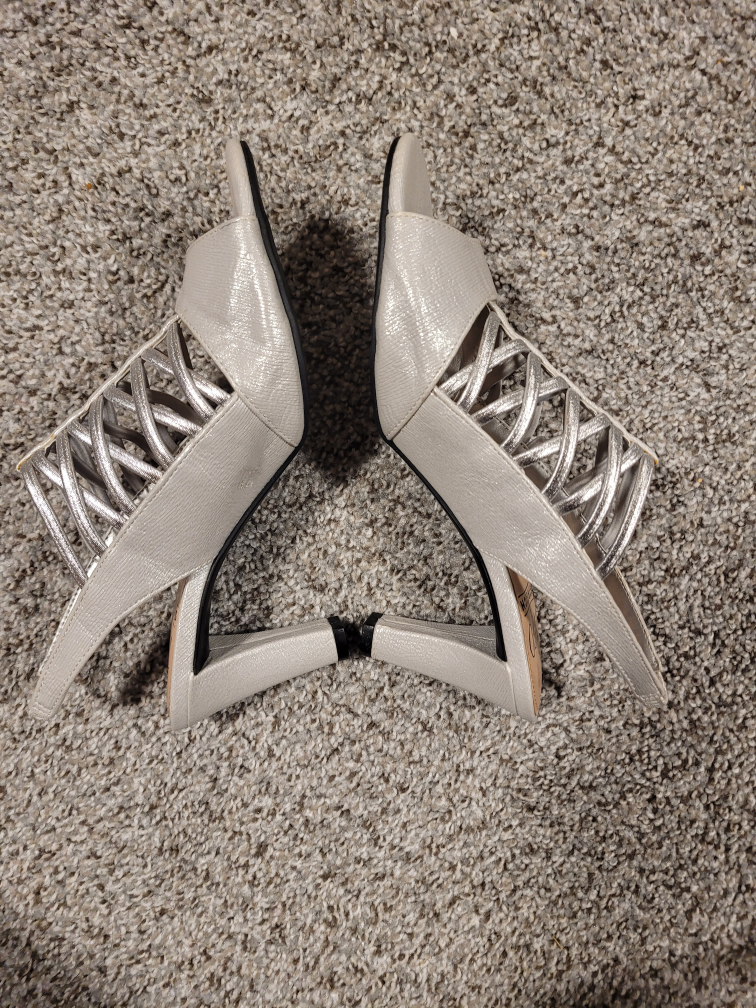Silver Strappy Heels size 7.5 - photo 2