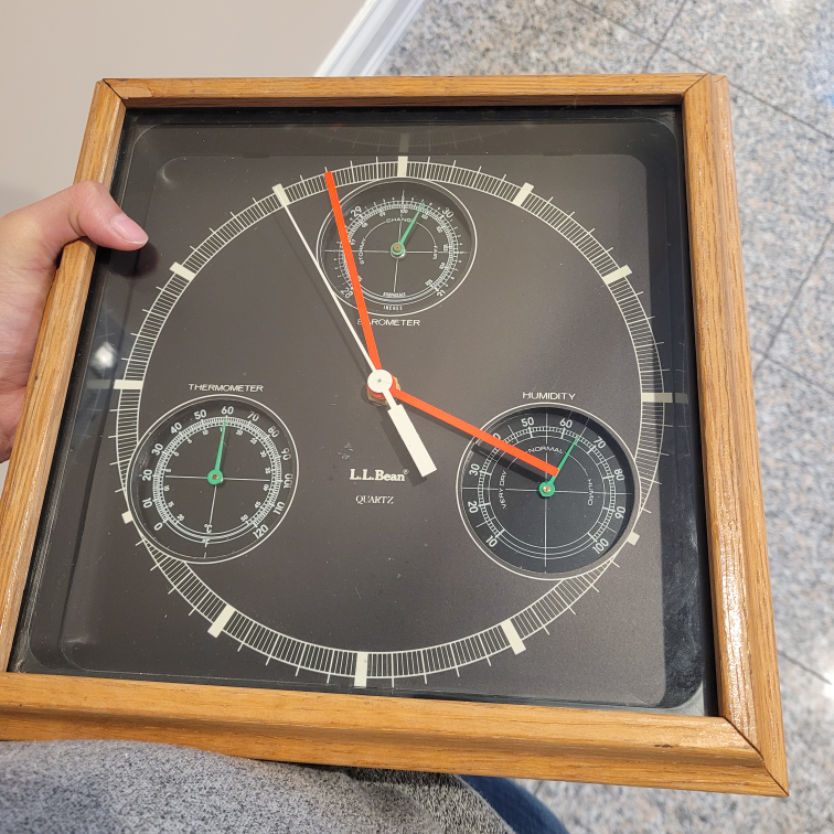 Vintage L.L.Bean Quartz Wall Hanging Clock Barometer Thermometer image indicator(2)