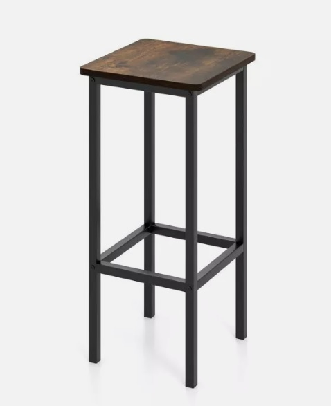 4 Pcs Kitchen Square Wooden Bar Chair Set 26" Metal Leg Footrest image indicator(5)