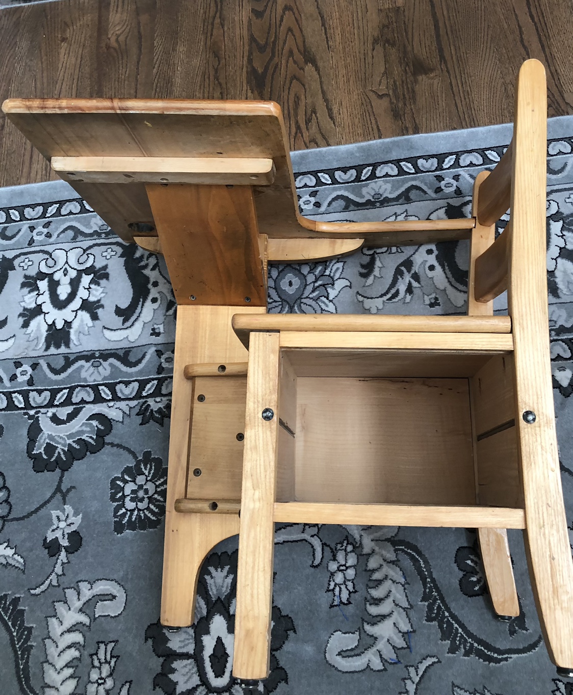Vintage Wooden School Desk and Chair - photo 5