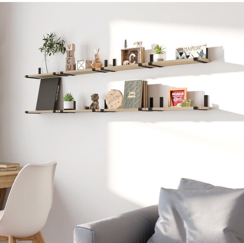 Fixwal Floating Shelves, Rustic Wood Wall Shelves Set of 12 - photo 5