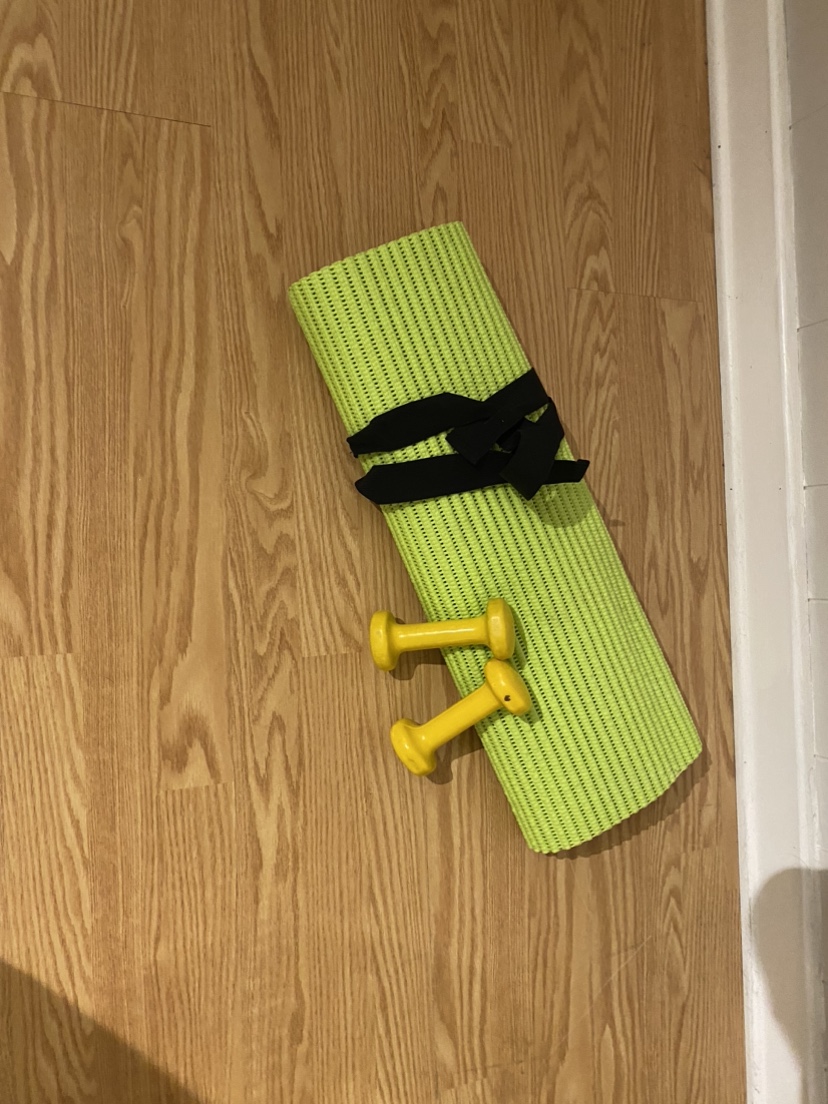 Yoga mat and hand weights