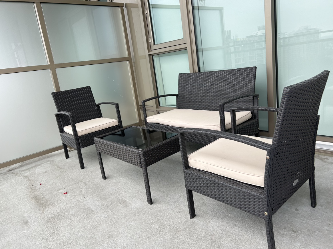 4 Pieces Patio Set with Loveseat Sofas and Coffee Table image indicator(2)