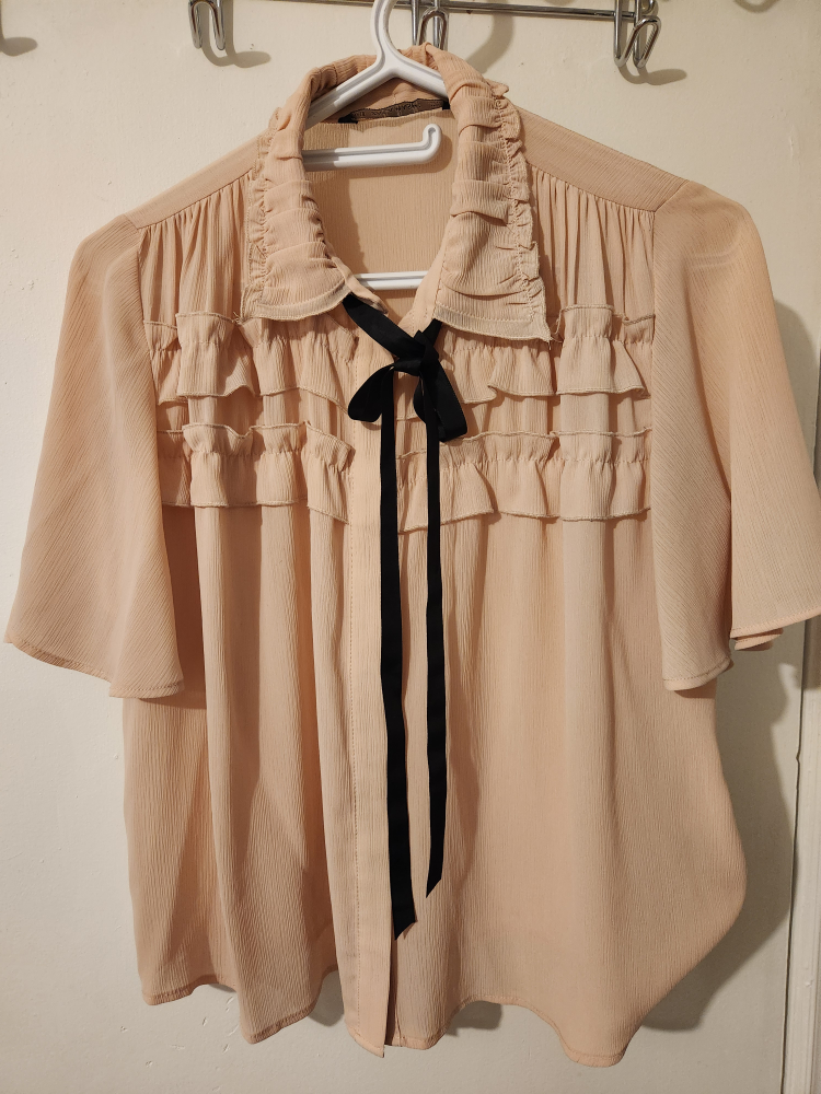 Zara Pink Blouse with Black Bow (XS) - photo 2