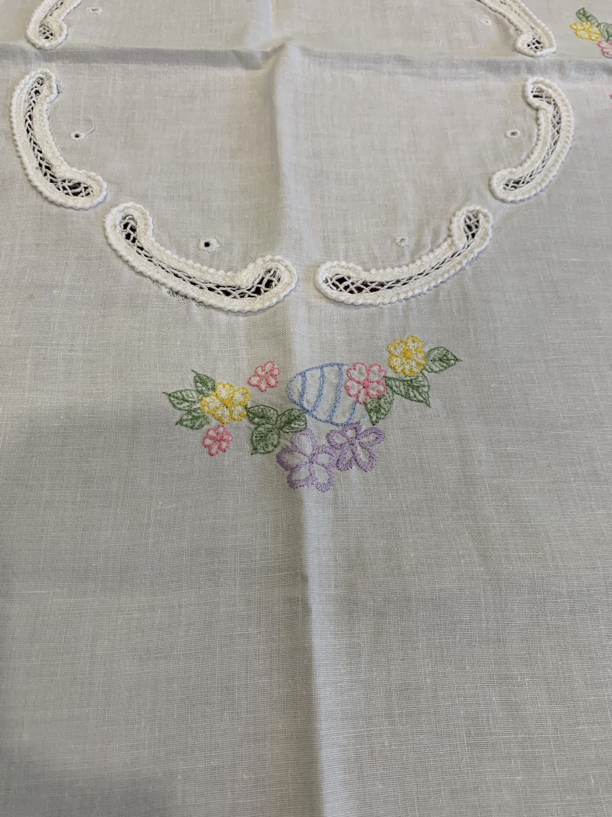Embroidered Lace and Cotton Easter Themed Tablecloth image indicator(7)