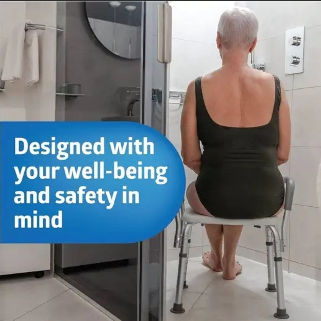 NEW Shower Chair Padded Armrests & Back Heavy Duty  Adjustable image indicator(8)