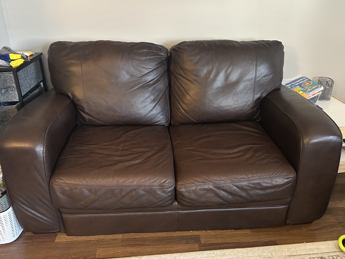 2 Brown Leather Sofa - MUST GO - photo 3
