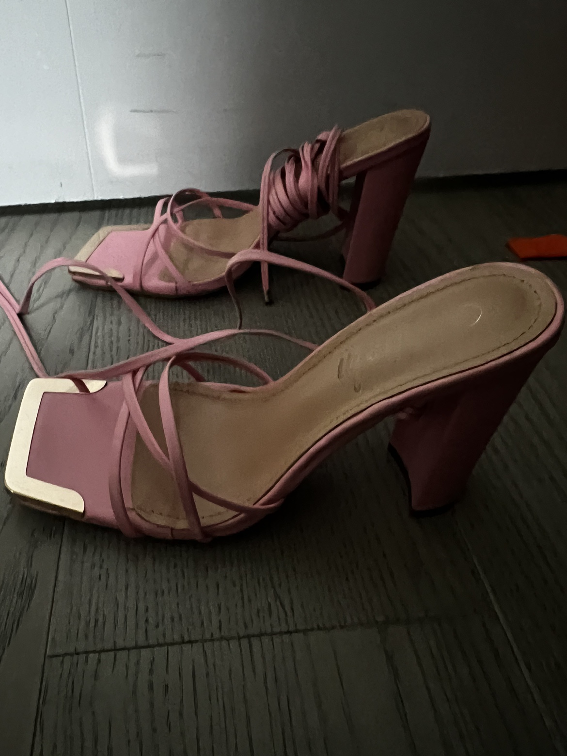 Pink  Lace Up Heels image indicator(3)