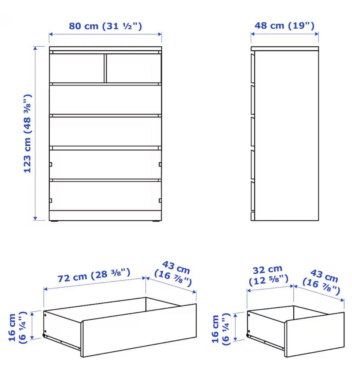 Black 6-Drawer Ikea wardrobe - photo 3