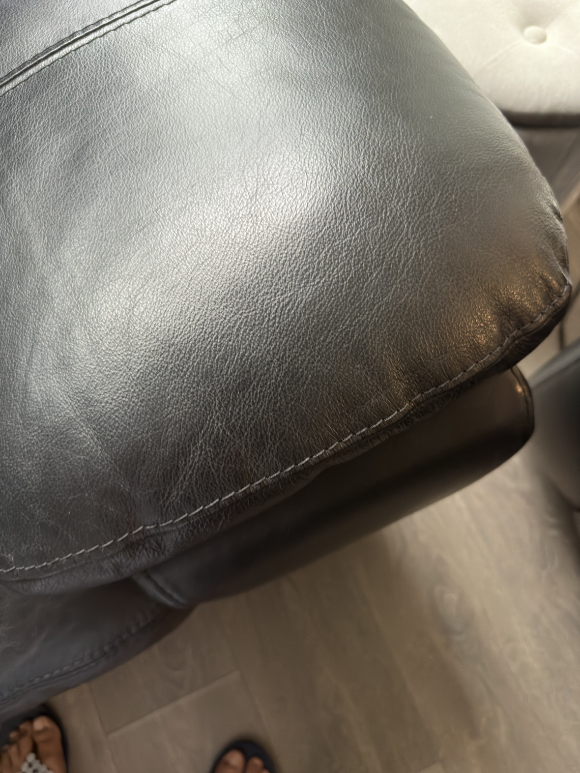 Black Genuine Leather Sofa - photo 4