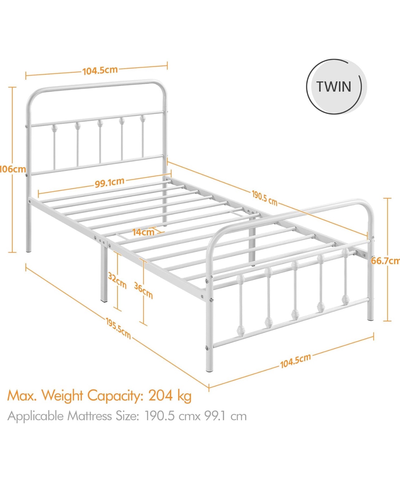 Twin Metal Bed Frame - photo 2