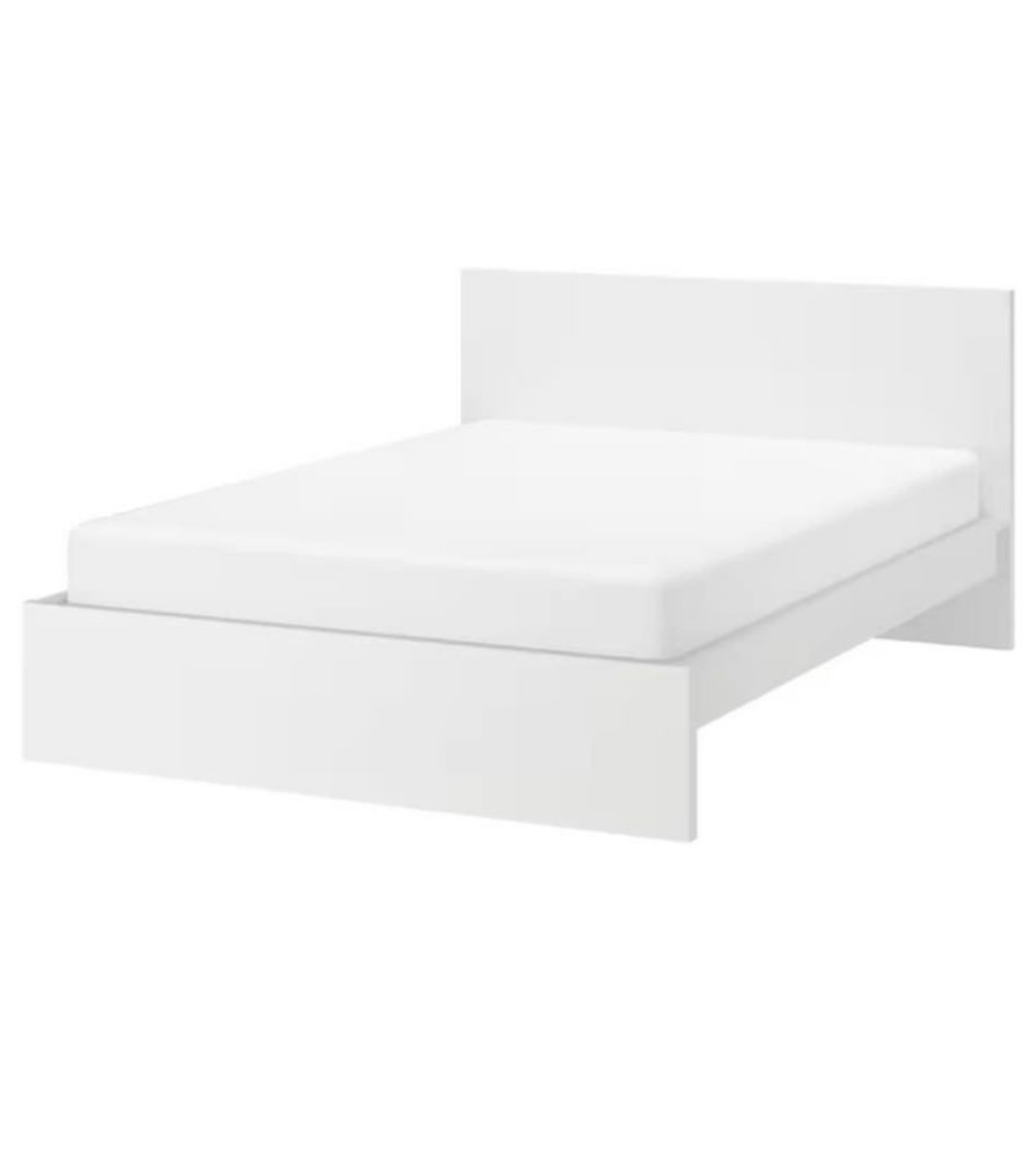 Ikea white queen bed, slates and mattress - photo 4