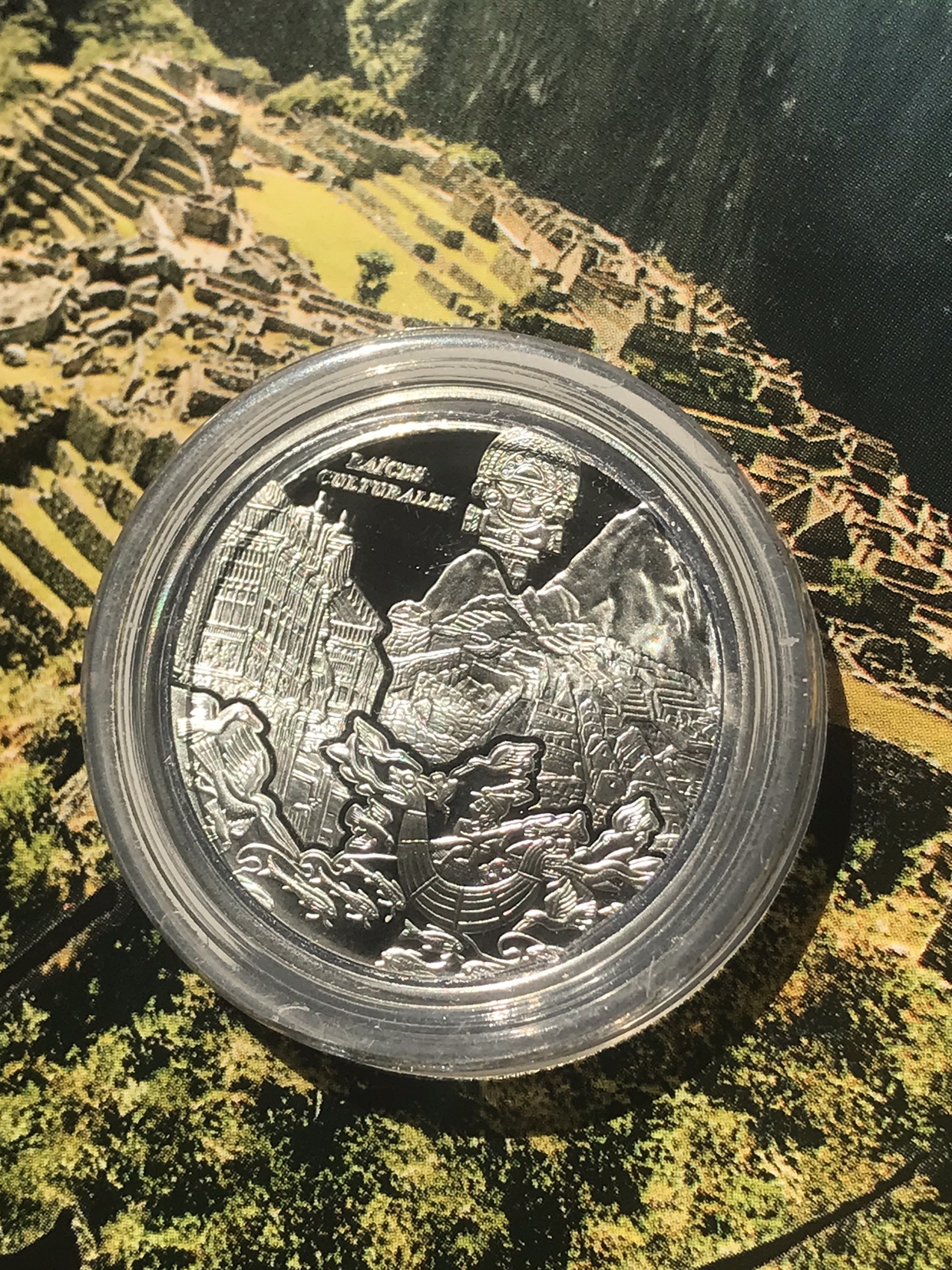 Silver coin Machu Picchu peru TUMI ultra ltd. Edition