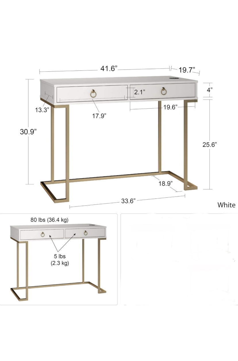 White Desk with Gold Legs - photo 4
