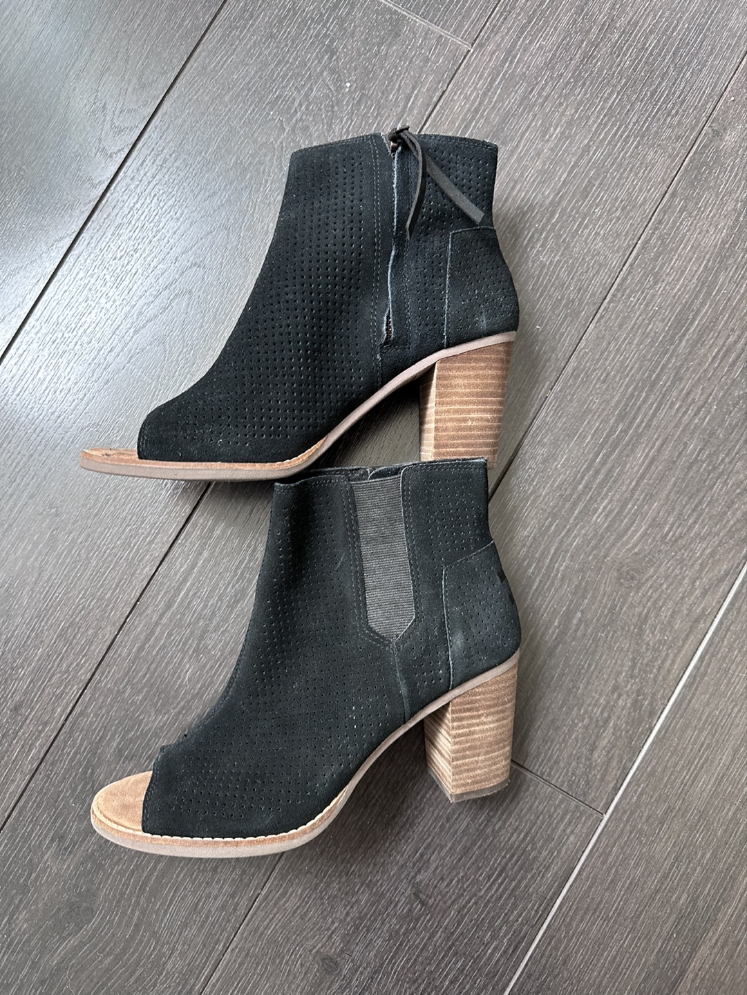 Tom’s open toe summer booties.