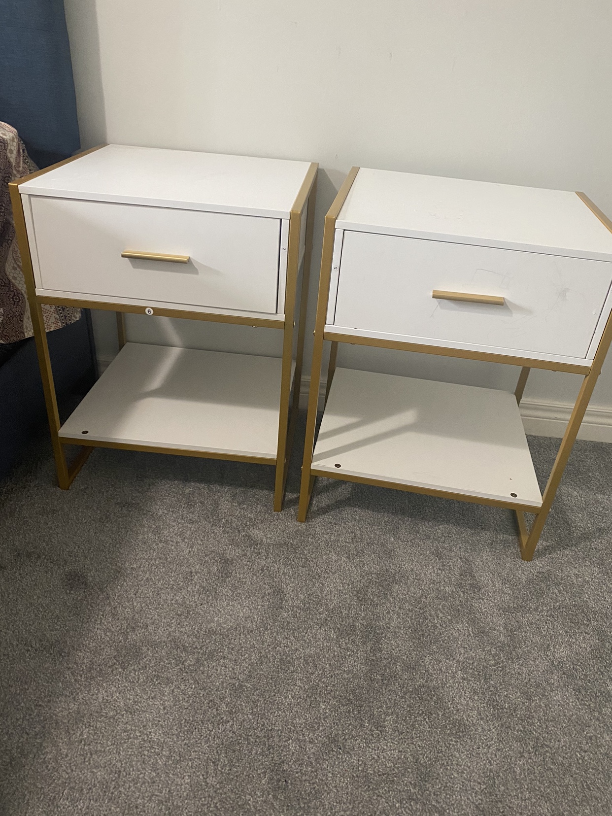 White and Gold Nightstands