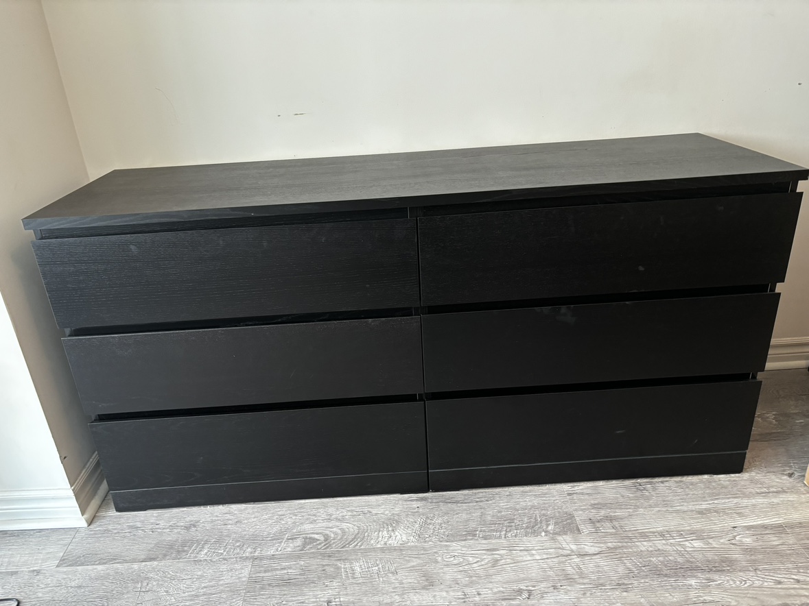 IKEA Black Six Drawer Dresser